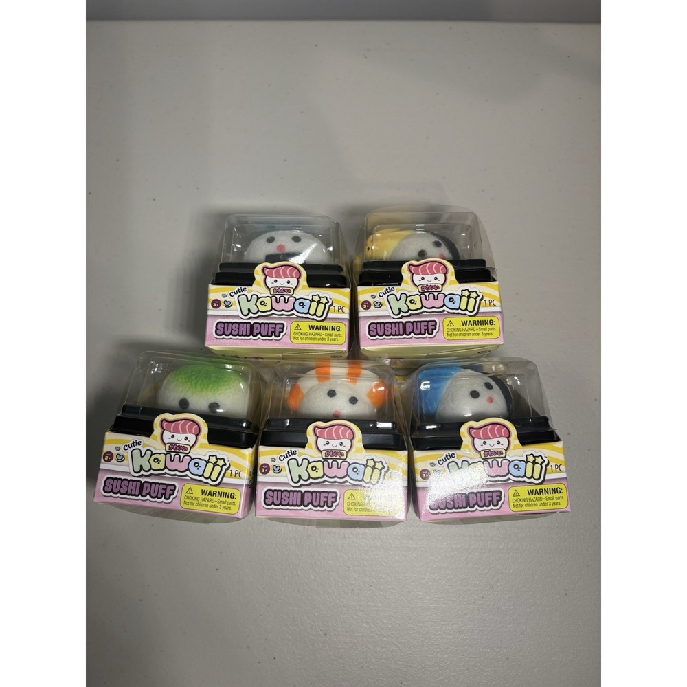Ja-Ru Kawaii Cutie Sushi Puffs Stretchy Squishy Sensory Toy Lot of 5 New!